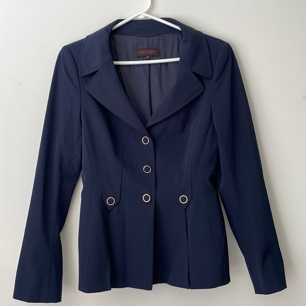 Escada Vintage Navy Blue Blazer Size 36